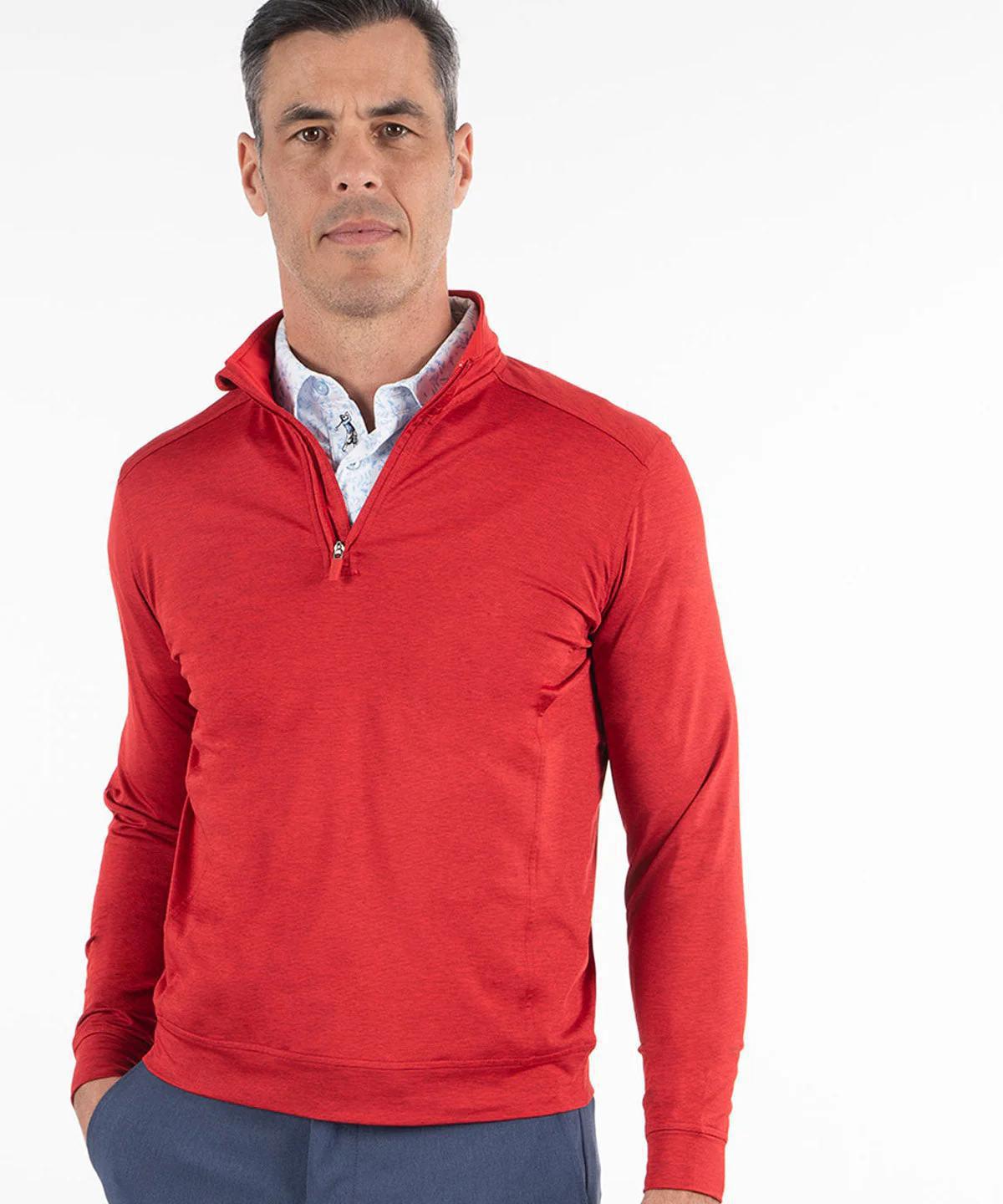 Performance Clubhouse Quarter-Zip Long-Sleeve Pullover Red