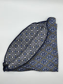 Charcoal/Blue /Geo Print Silk Reversible Pocket Circle