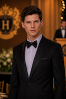 JL Black Tuxedo Peak Slim Fit