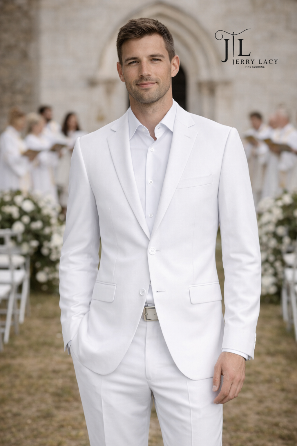 JL White Formal Slim Suit