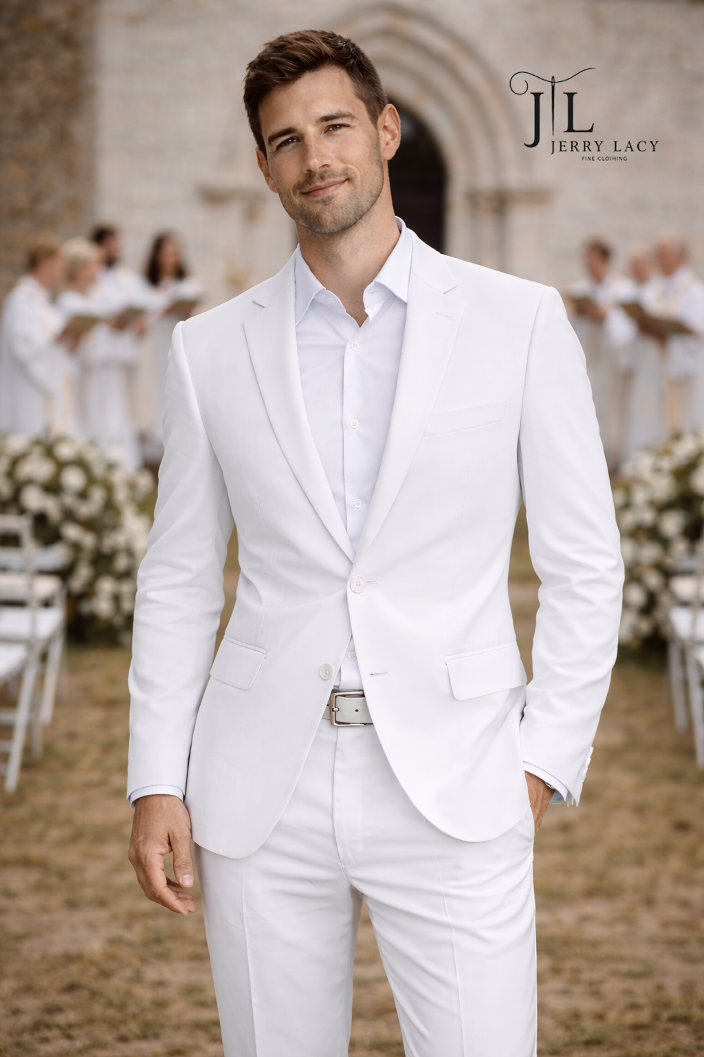 JL White Formal Slim Suit