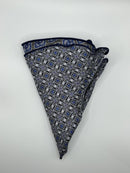 Charcoal/Blue /Geo Print Silk Reversible Pocket Circle