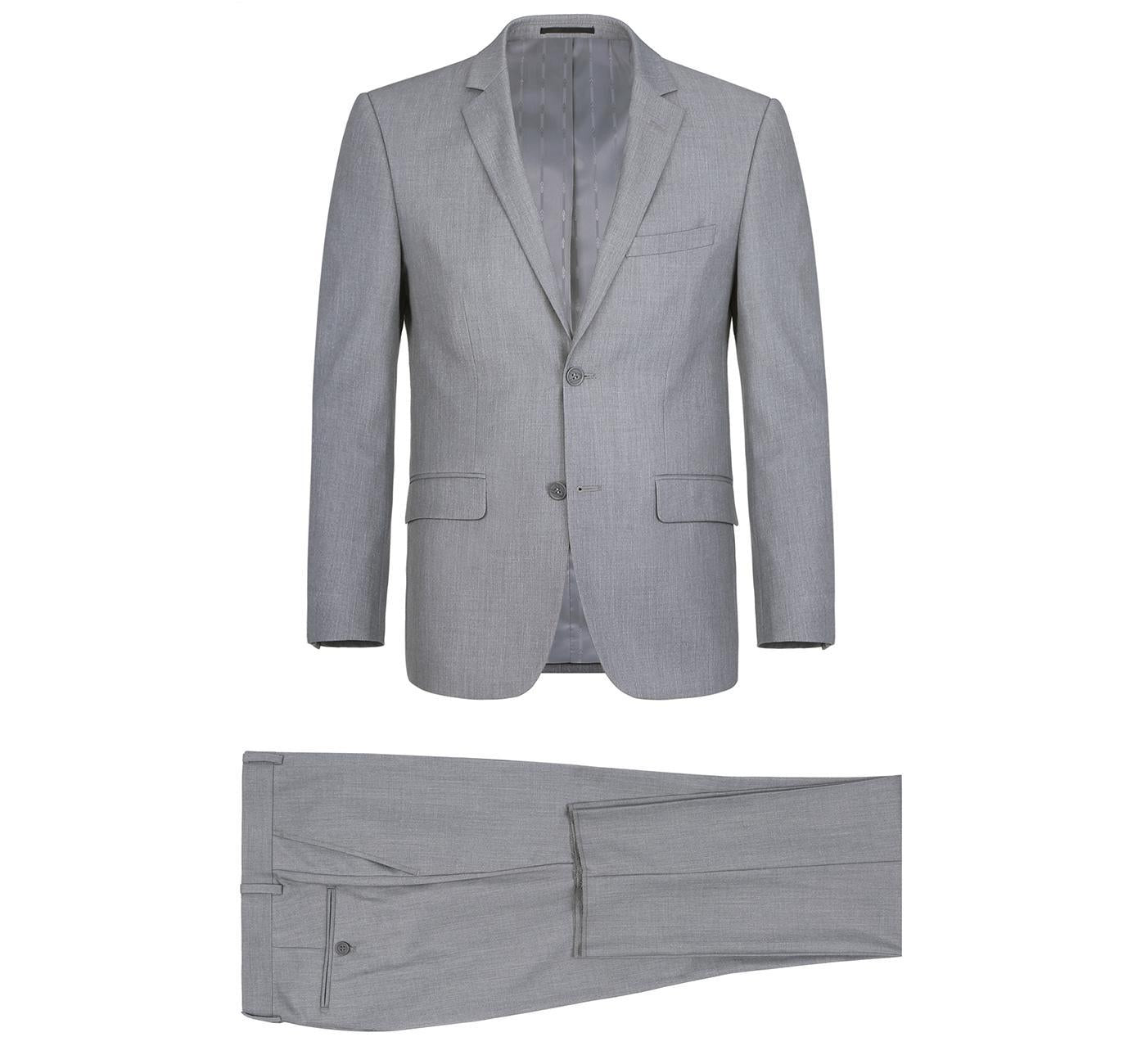 JL Light Grey Suit Notch Classic Fit Extra Long