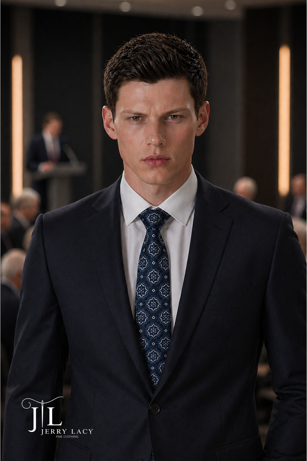 JL Navy Suit Notch Slim Fit Super 140's