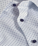 White & Blue Micro Print Dress Shirt