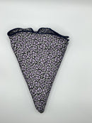 Charcoal/Purple Exploded Paisley/Geo Print Silk Shappe Diamante Reversible Pocket Circle