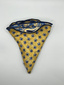 Blue/Yellow Paisley/Neat Print Reversible Pocket Circle