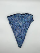 Blue Exploded Paisley/Floral Print Reversible Pocket Circle
