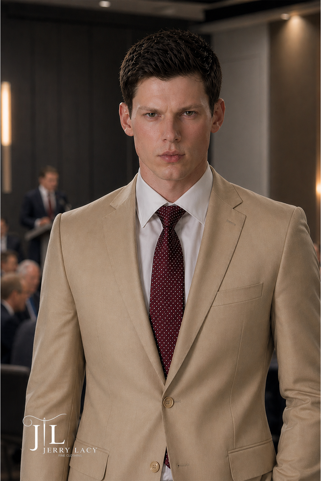 JL Tan Suit Notch Slim Fit Super 140's