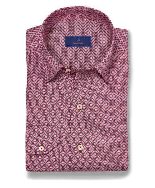 Berry Geometric Print Sport Shirt