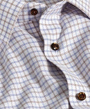 Blue & Brown Textured Check Dress Shirt