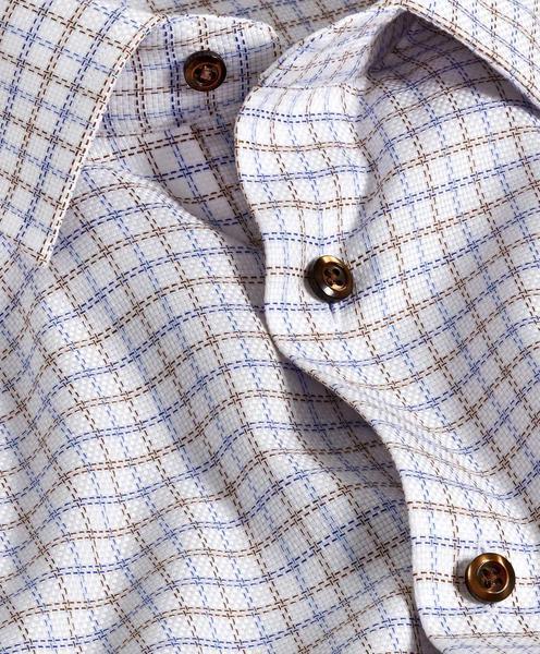 Blue & Brown Textured Check Dress Shirt