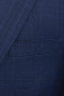 Navy Plaid Suit Slim Fit Super 130's