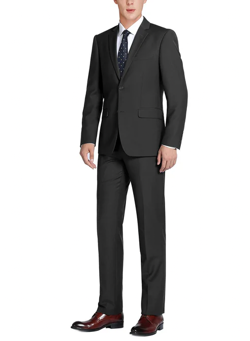 JL Mid Blue Window Suit Notch Slim Fit Super 140's