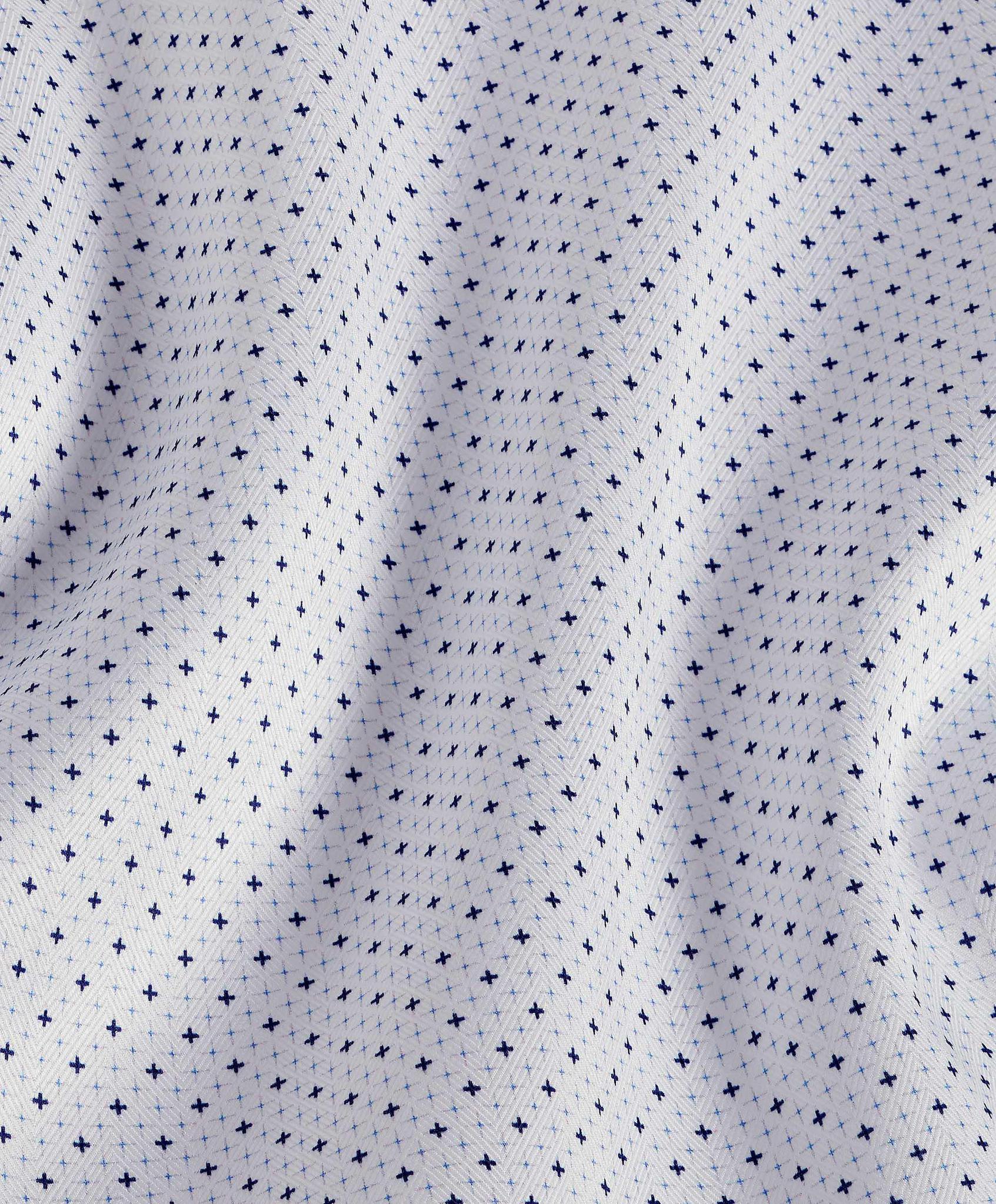 White & Blue Micro Print Dress Shirt