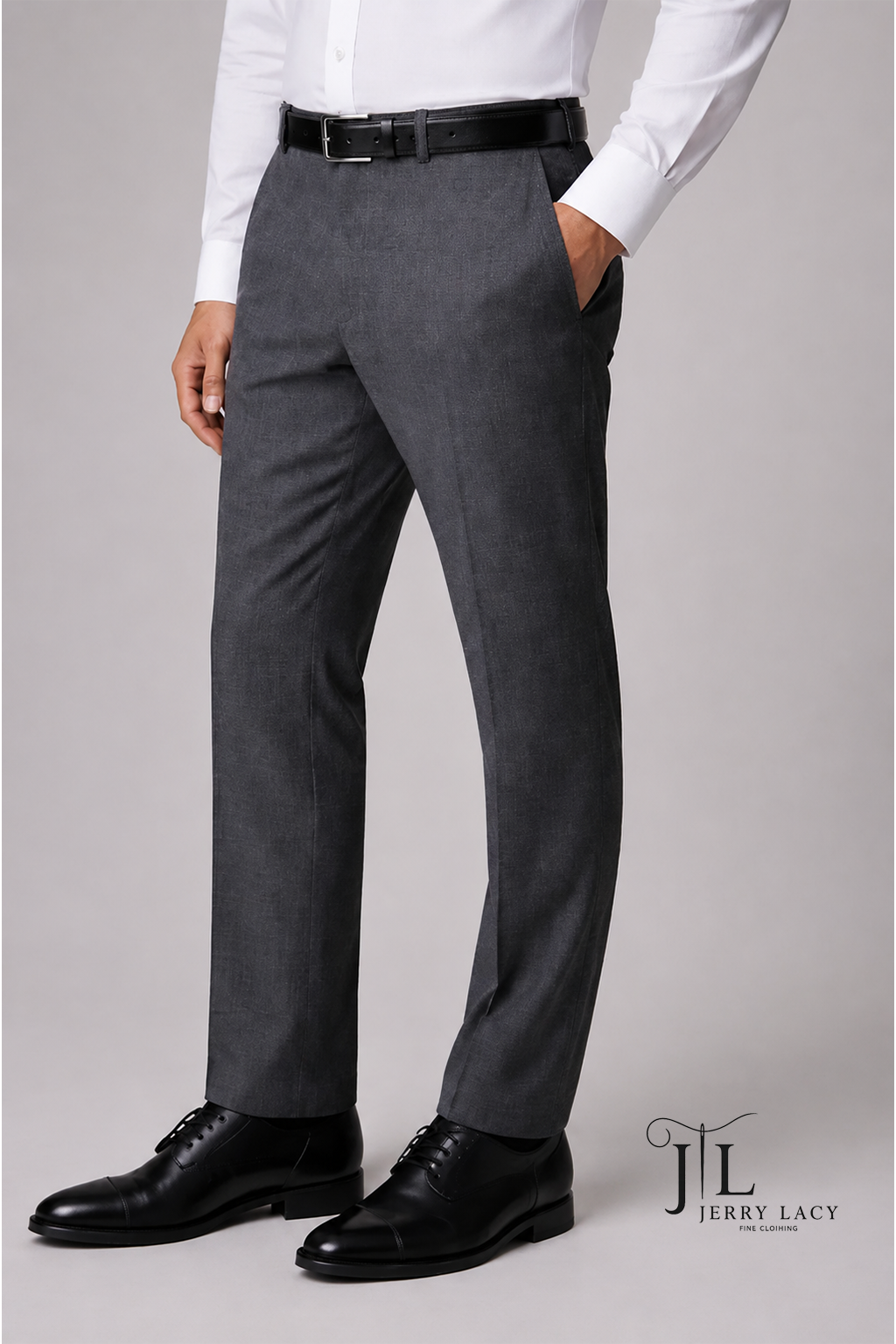 Medium Gray Italian Dress Pants Trimmer Fit Super 150's