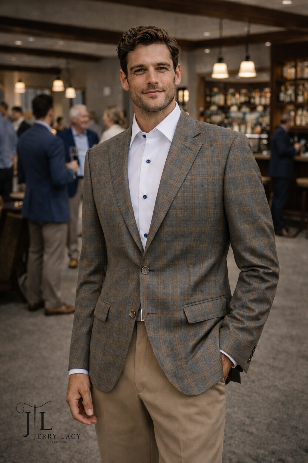 Gray/Tan Windowpane Sport Coat Modern Fit