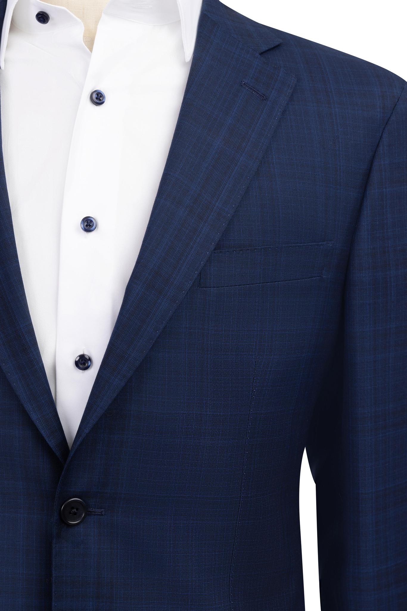 Navy Plaid Suit Slim Fit Super 130's