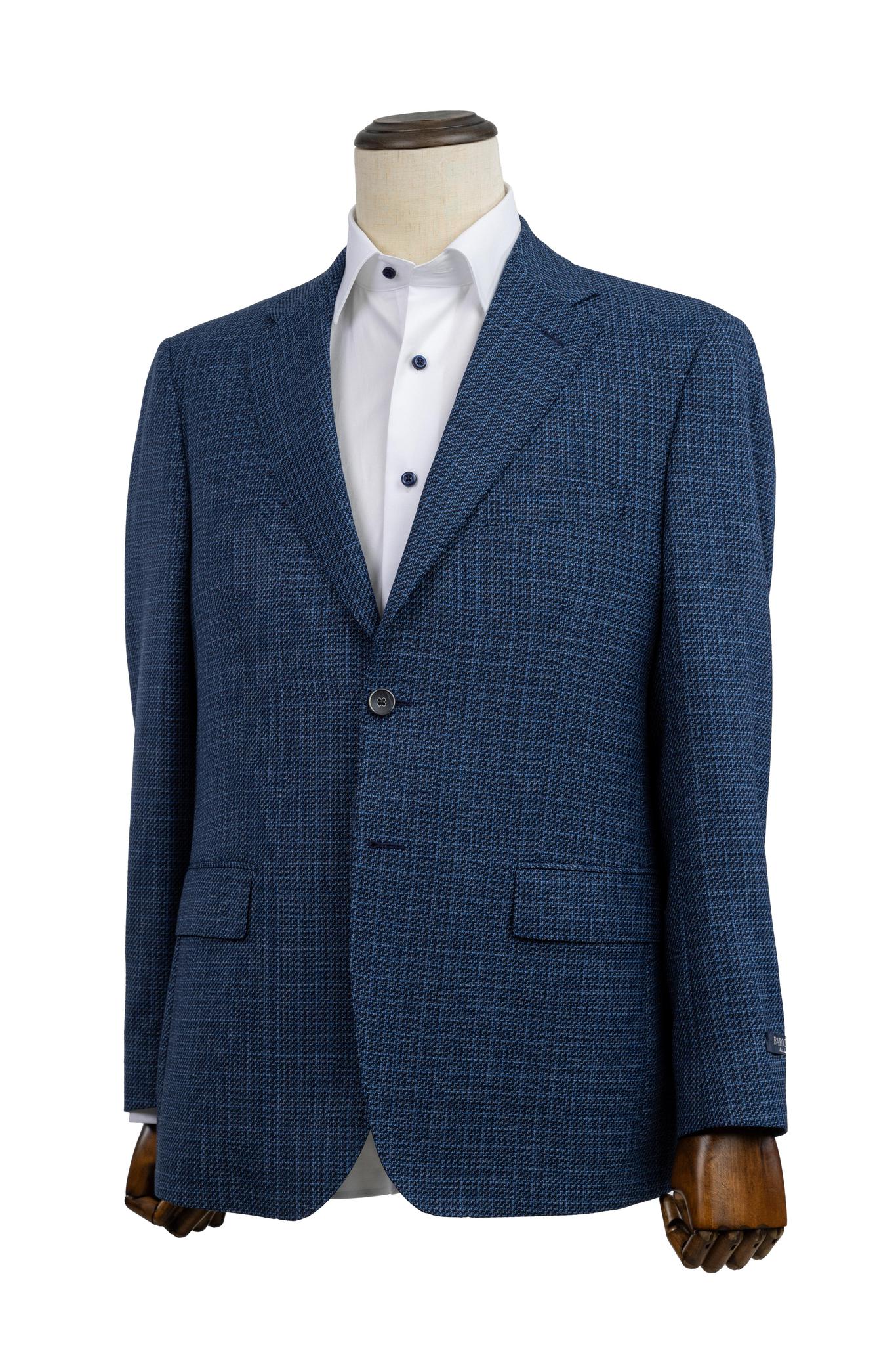 Blue Textured Sport Coat Modern Fit Super 130's