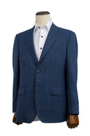 Blue Textured Sport Coat Slim Fit Super 130's