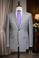 Light Gray Plaid Suit Slim Fit Super 130's