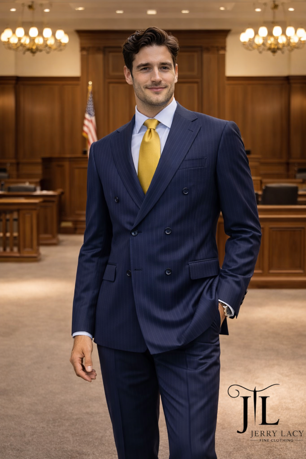Navy Chalk Stripe Modern Fit Suit
