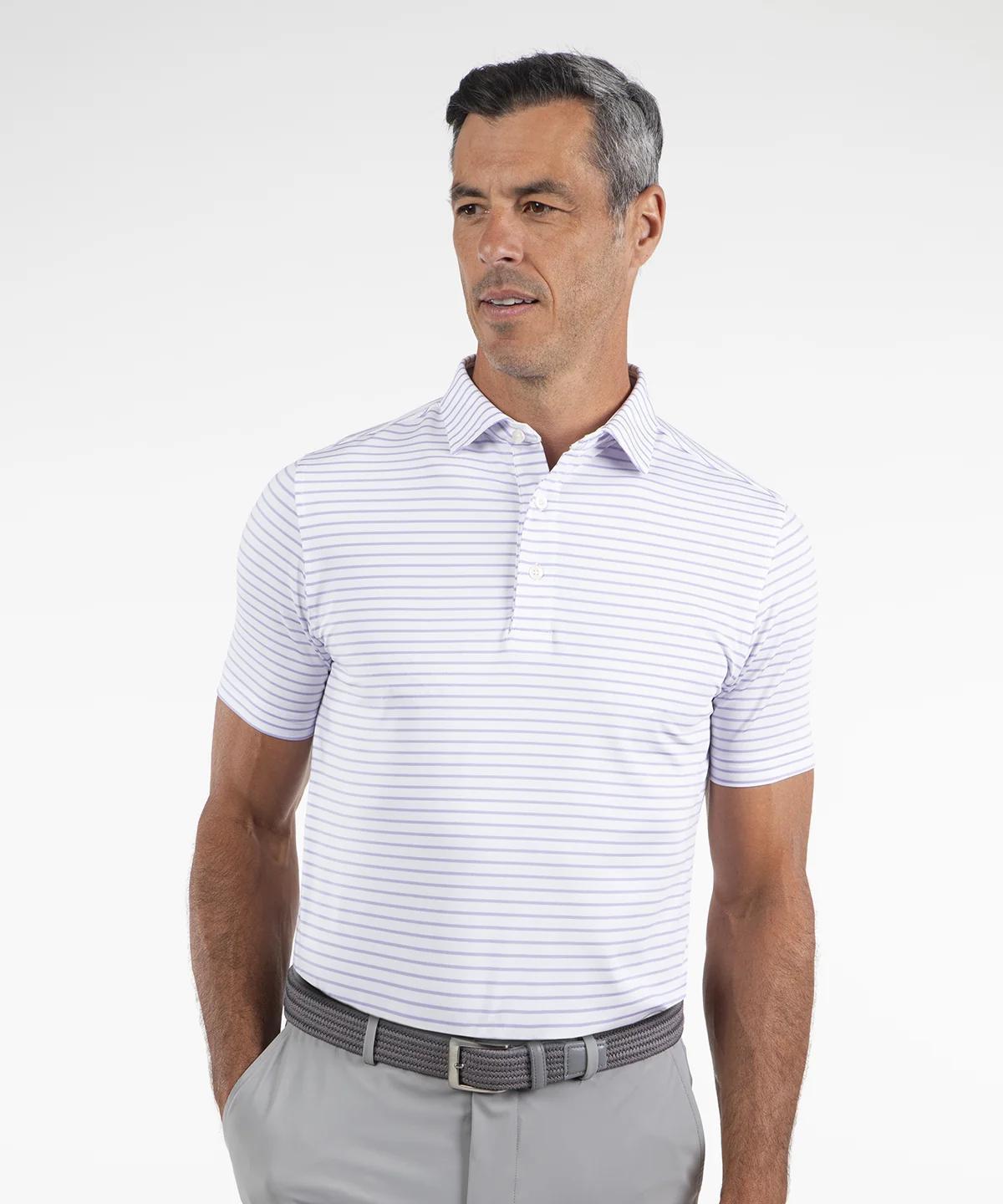 Perform Yarn Dye Laser Stripe Polo Lavender