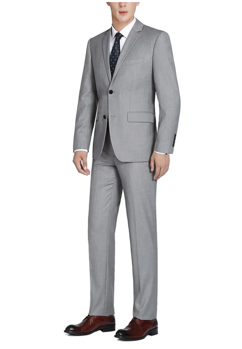 JL Light Grey Suit Notch Slim Fit Super 140's