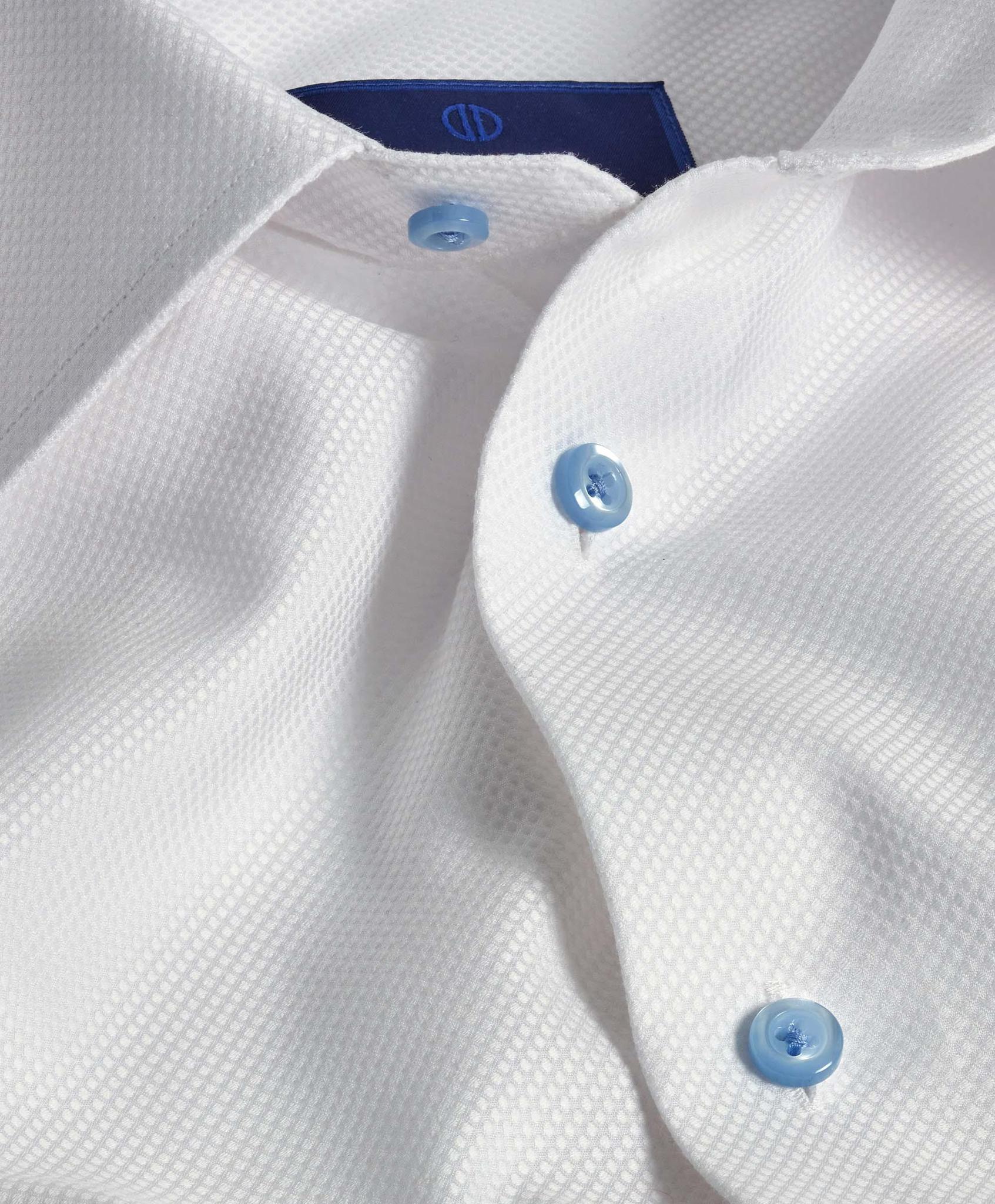 White Textured Dobby Dress Shirt Sky Button