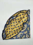Blue/Yellow Paisley/Neat Print Reversible Pocket Circle