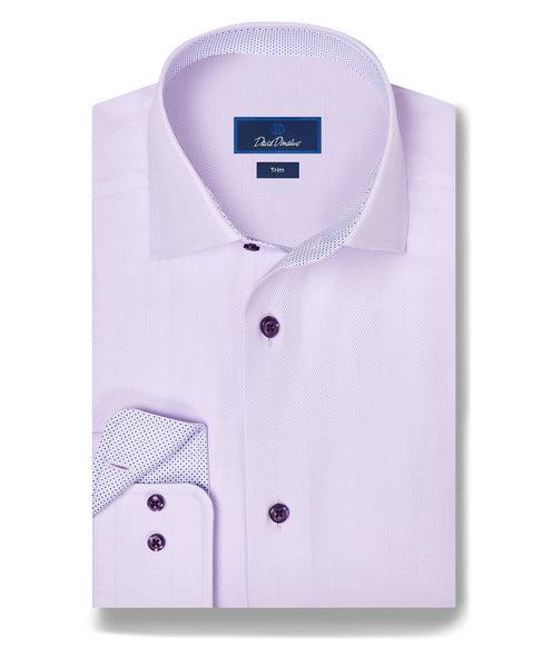 Lilac Contrast Herringbone Solid Dress Shirt