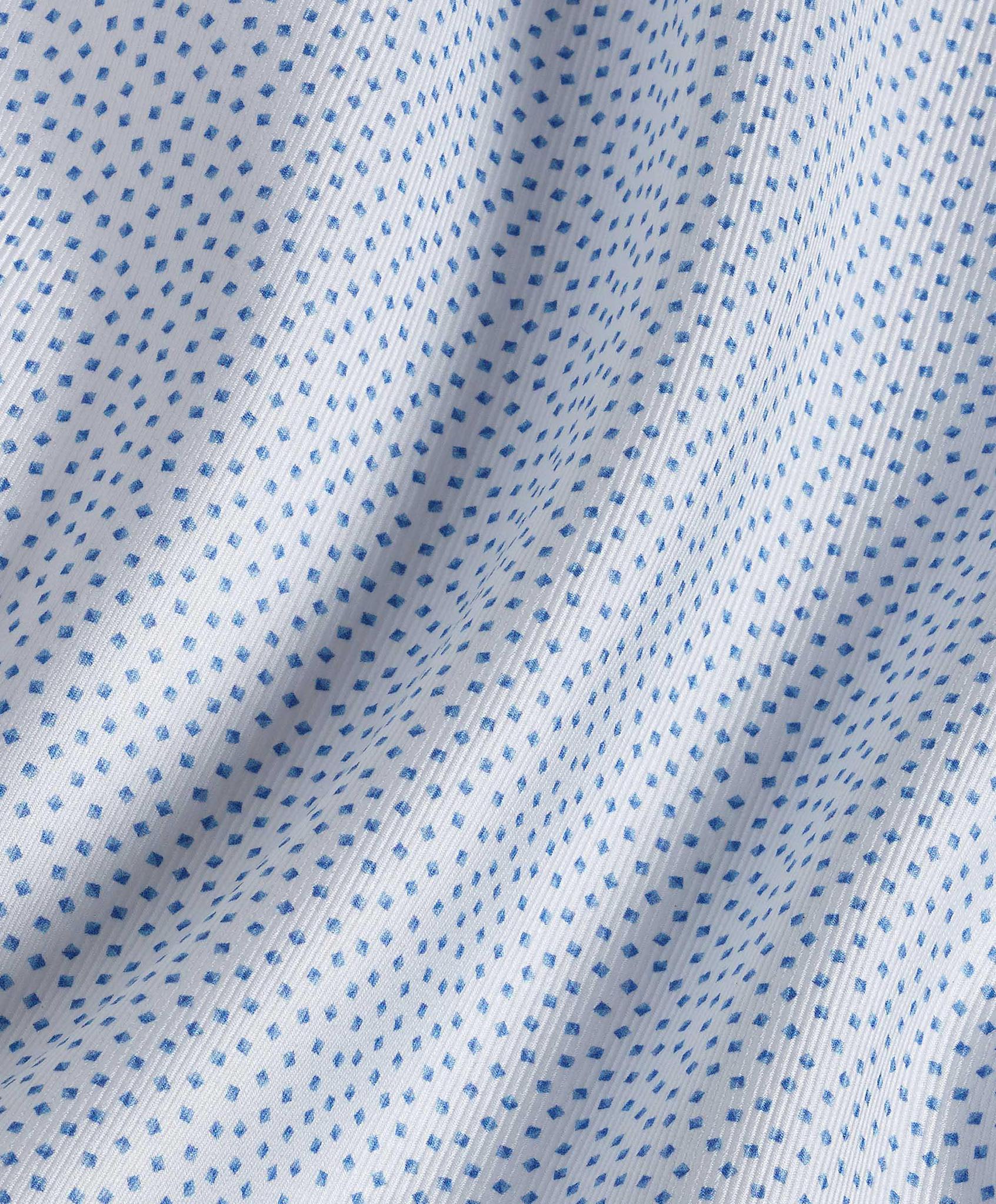 White & Blue Tossed Box Print Dress Shirt