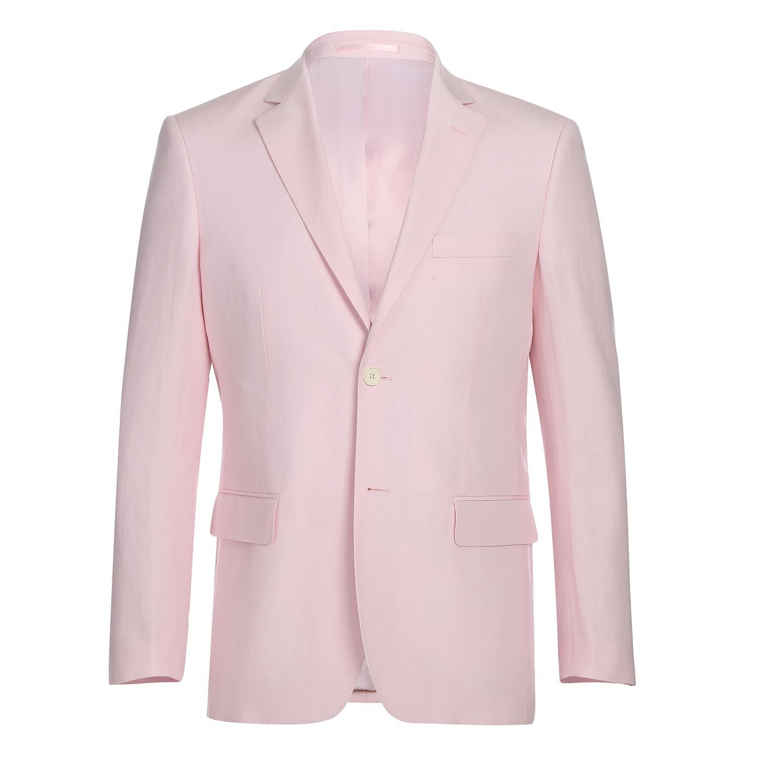 JL Pink Linen Suit Slim Fit
