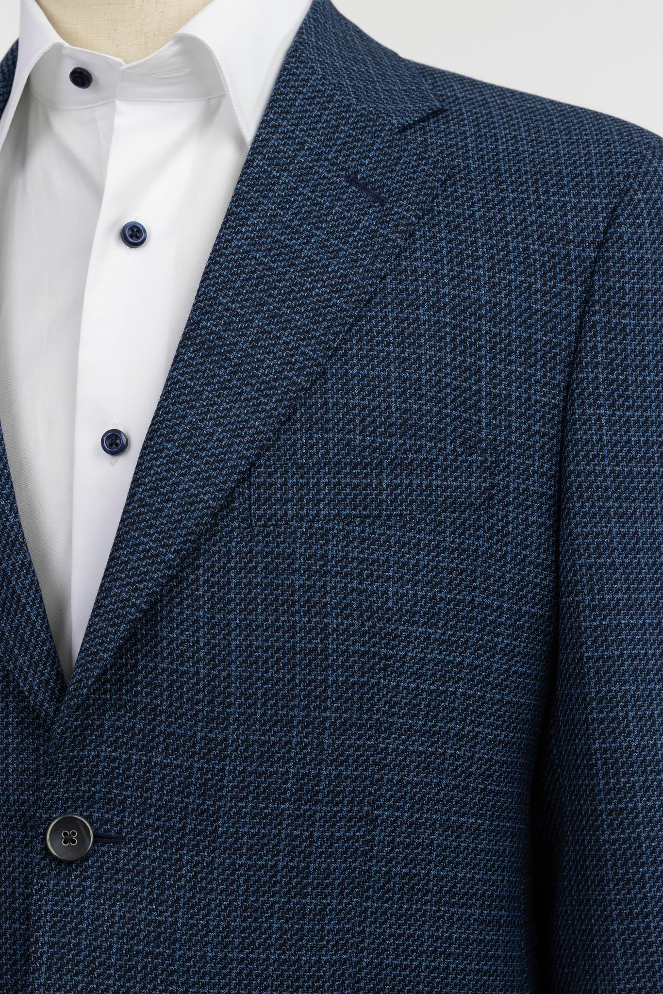 Blue Textured Sport Coat Slim Fit Super 130's