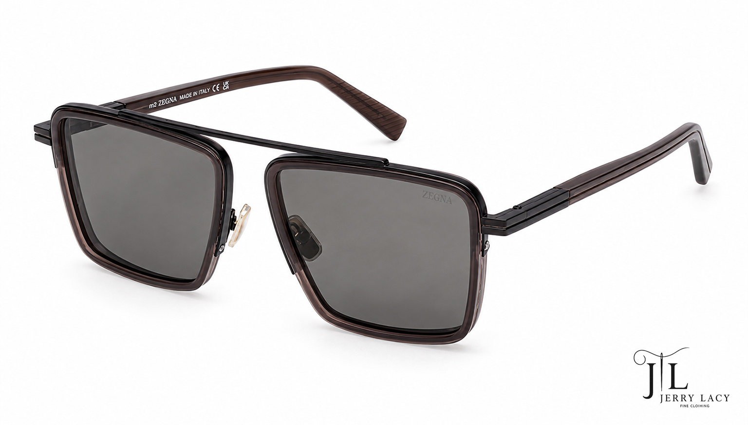 Metal Sunglasses Zegna Shiny Dark Brown