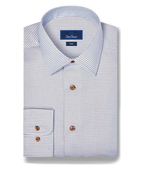 Sky & Chocolate Textured Twill Dress Shirt