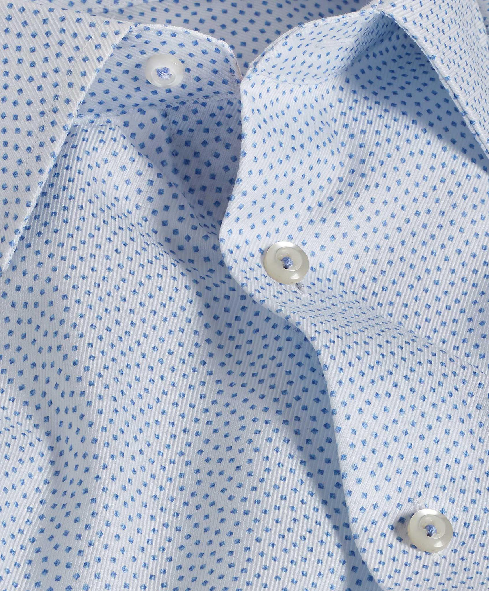 White & Blue Tossed Box Print Dress Shirt