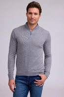 Extra Fine Merino Sweater Q Zip Platinum