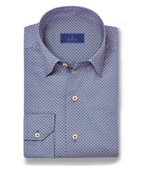 Blue Geometric Print Sport Shirt