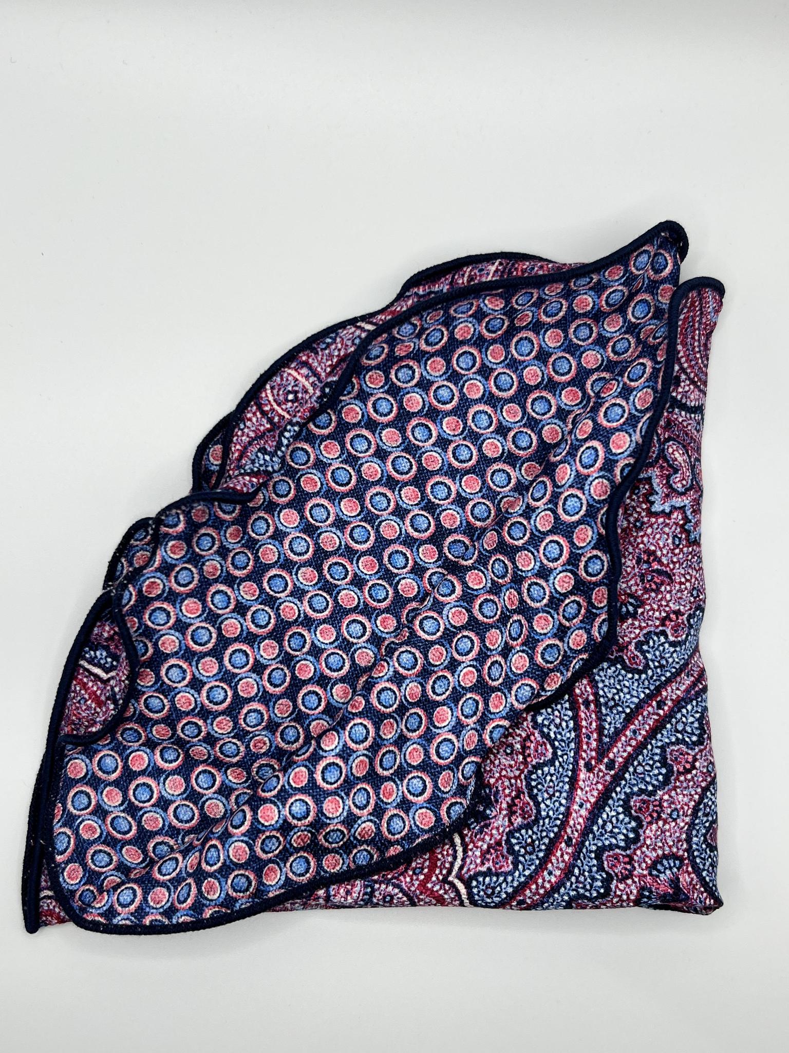 Purple/Navy/Pink Paisley Silk Reversible Pocket Circle