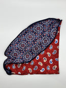 Red Mini Paisley/Medallion Print Reversible Pocket Circle
