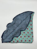 Lt. Sea Green Neat/ Navy Print Silk Reversible Pocket Circle