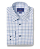 White & Blue Dobby Check Dress Shirt