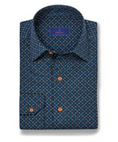 Navy Micro Geometric Print Sport Shirt