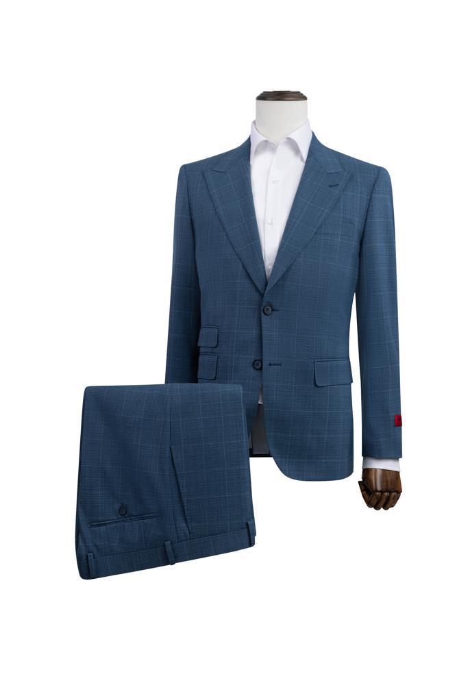Teal Window Pane Modern Fit Suit Notch