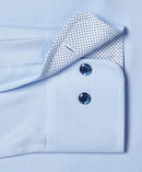 Sky Contrast Herringbone Solid Dress Shirt