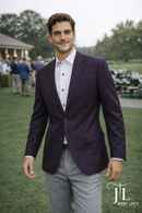 Cranberry Windowpane Sport Coat Modern Fit Super 130's