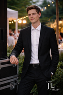 JL Black Suit Notch Slim Fit Super 140's