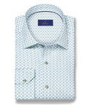 White & Pistachio Neat Print Sport Shirt