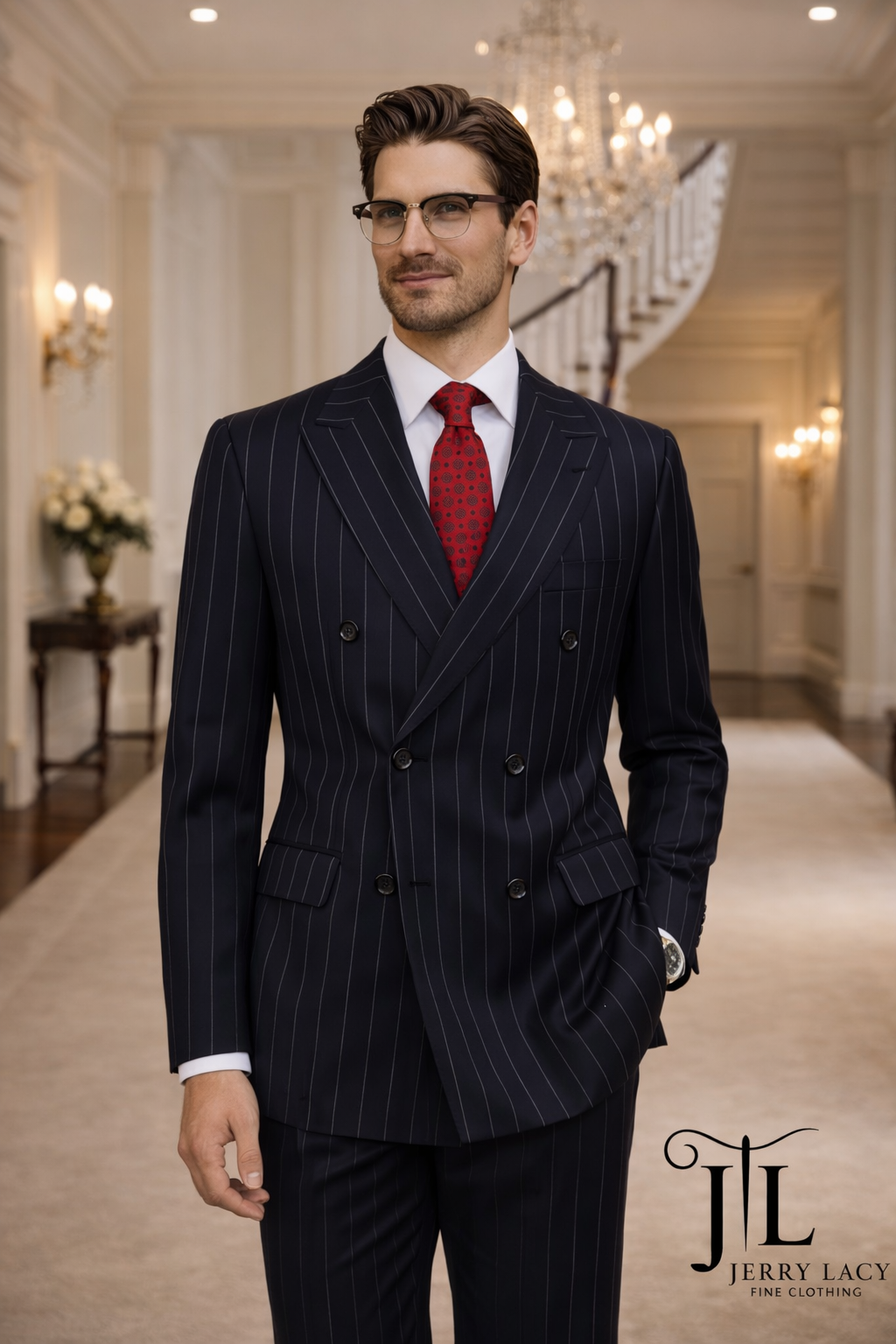 Black Chalk Stripe Modern Fit Suit